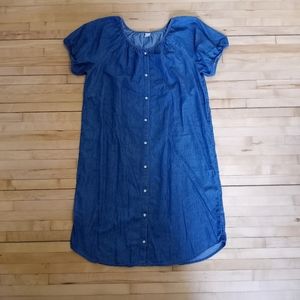Chambray puff sleeve dress